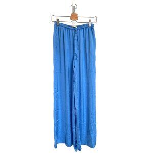 Zara Light Blue Silky Wide-Leg Palazzo Pants